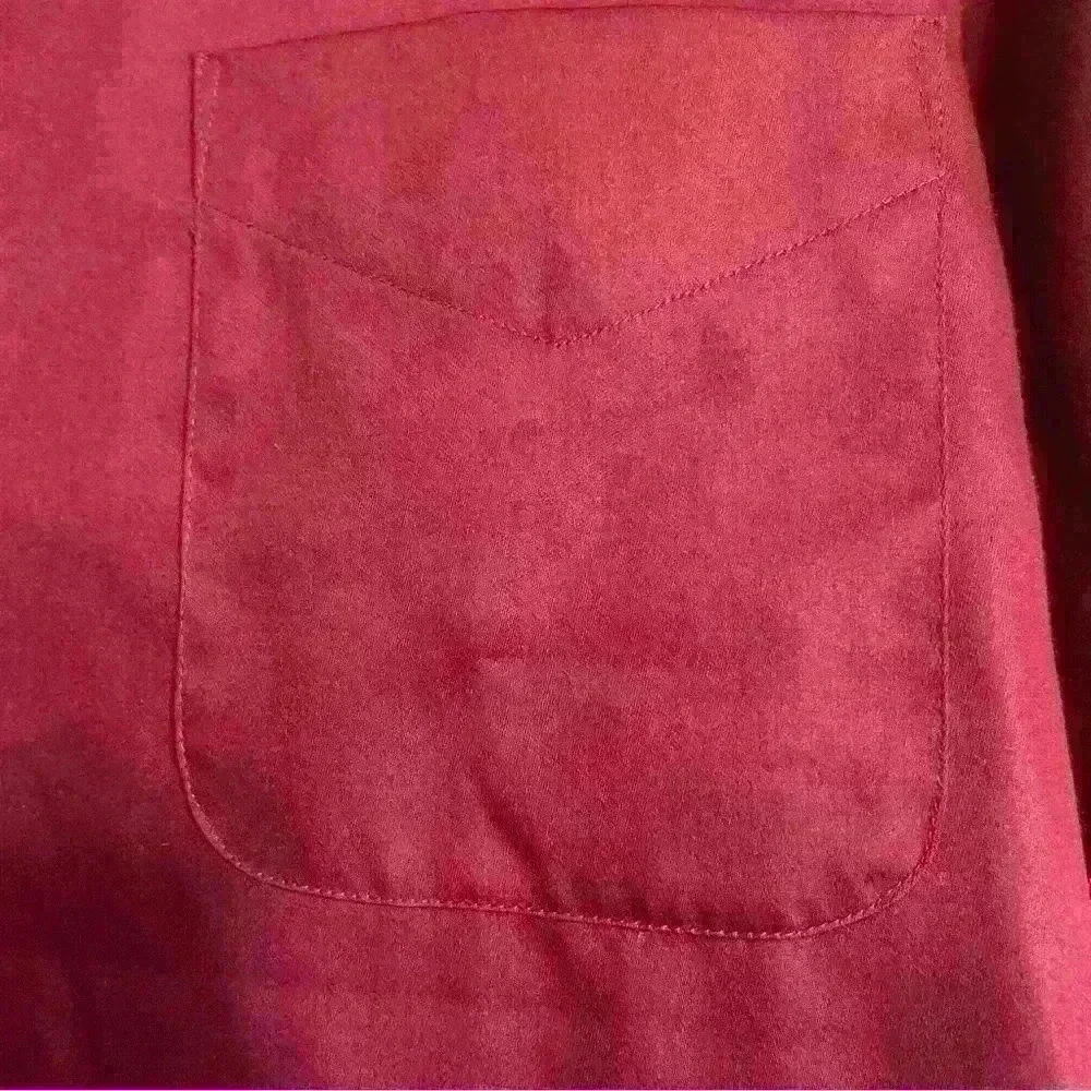 Geoffrey Beene wine fitted sateen wrinkle free dress shirt size 15 1/2 34-35 - Picture 4 of 7